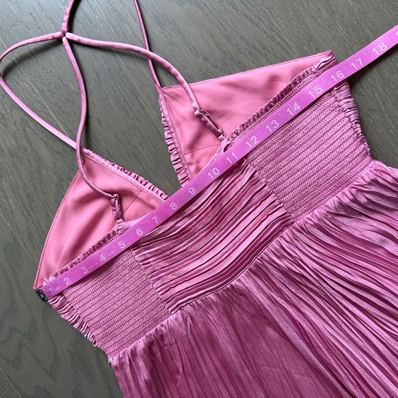 A.L.C. Angelina Plisse Satin Pleated Dress Chateau Rose Pink Halter Midi - 10 - Picture 8 of 11